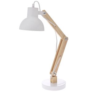 WOODEN OFFICE LAMP WITH WHITE METAL SHADE 30X15X55CM