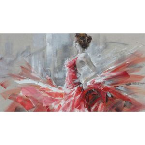 Картина жена с червена рокля 100x70x3.8cm