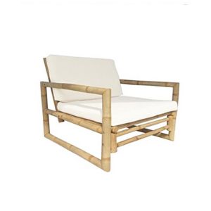 Бамбуково кресло с възглавница натурал/бяло 75x75x70