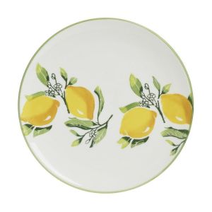 Керамична чиния с лимони бяло/жълто φ26x2
