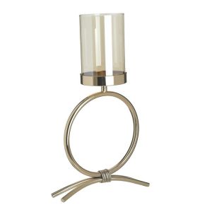 METAL/GLASS CANDLE HOLDER GOLDEN 21X3X38