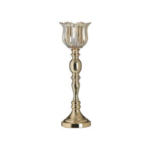 METAL/GLASS CANDLE HOLDER GOLDEN Φ13X49
