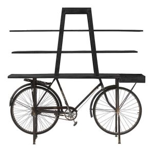 Дизайнерска етажерка колело от метал и дърво 190x38x182