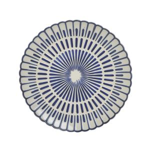 PORCELAIN DECO PLATE BEIGE/BLUE Φ31X3
