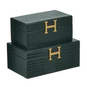 Комплект кутии за бижута зелено/златно 25x16x11