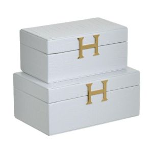 Комплект кутии за бижута бяло/златно 25x16x11