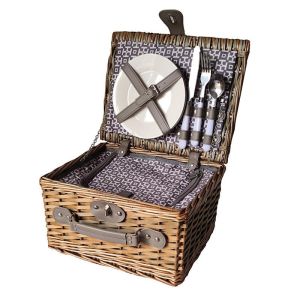 WILLOW PICNIC BASKET FOR 2 NATURAL/GREY 38X28X18