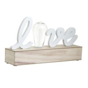 WOODEN TABLE DECO ''LOVE'' LED 1.5V WHITE/NATURAL 34X8X19