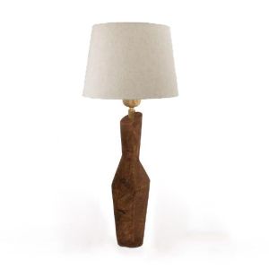 Дървена нощна лампа в кафяво/бежово 10x10x26