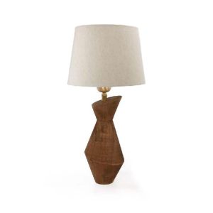 Дървена нощна лампа в кафяво/бежово 8х8х30