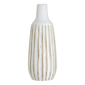 Дървена ваза натурална/бяла 6х14х45