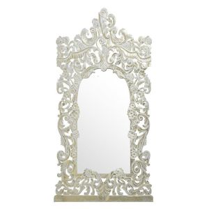 Стенно огледало с дървена рамка цвят бял/златен 60X2X120