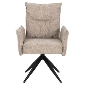 Трапезно кресло Zorin бежова дамаска-черна метална база 64x66x94,5hcm Hm9846,07