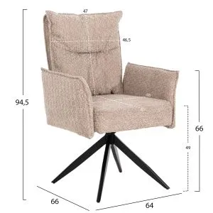 Трапезно кресло Zorin бежова дамаска-черна метална база 64x66x94,5hcm Hm9846,07