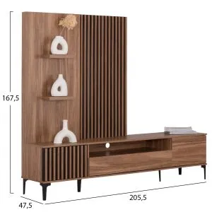 ТВ СЕКЦИЯ СЕРИЯ HARRY ЦВЯТ НАТУРАЛНО ДЪРВО-ЧЕРЕН ПДЧ 205.5x40x167.5Hcм HM18010.01