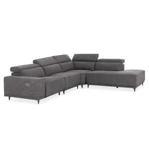 Right corner 5-seater sofa with adjustable headboard Lunaris SM3316.01R gray fabric 307X267X94V