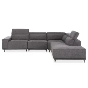 Right corner 5-seater sofa with adjustable headboard Lunaris SM3316.01R gray fabric 307X267X94V