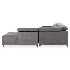Right corner 5-seater sofa with adjustable headboard Lunaris SM3316.01R gray fabric 307X267X94V