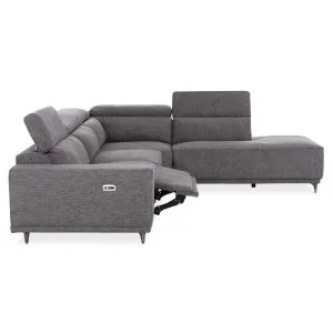 Right corner 5-seater sofa with adjustable headboard Lunaris SM3316.01R gray fabric 307X267X94V