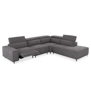 Right corner 5-seater sofa with adjustable headboard Lunaris SM3316.01R gray fabric 307X267X94V