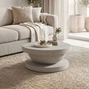 Coffee table Bold Stone Cerba ecru matte MGO D70x30cm
