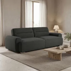 Триместен разтегателен диван Harmonious антрацит, плюшен плат, 223.5X92X81СМ