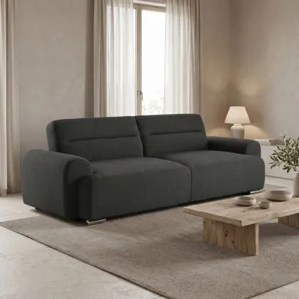 Триместен разтегателен диван Harmonious антрацит, плюшен плат, 223.5X92X81СМ