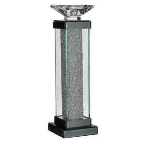 Silver candlestick metal/glass 11χ11χ37