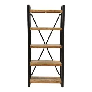 Рафт метал и мангово дърво Hm8188 Miles Industrial 80x40x180cm