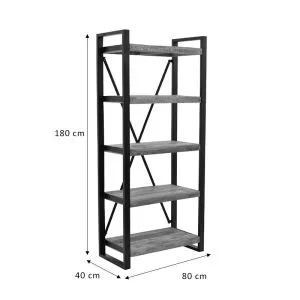 Рафт метал и мангово дърво Hm8188 Miles Industrial 80x40x180cm