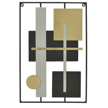 METAL WALL DECO WHITE/BLACK/ANTIQUE GOLDEN 40X3X60