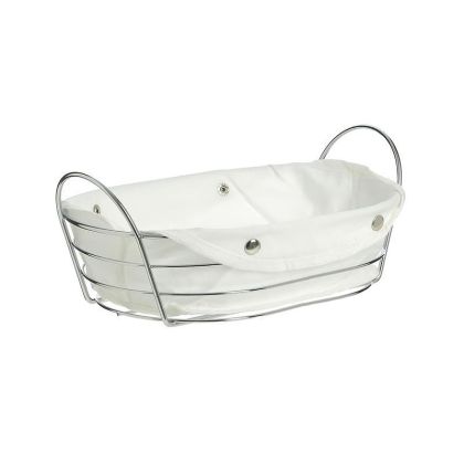 METAL/FABRIC BASKET SILVER/WHITE 28X20X7