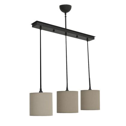 METAL/FABRIC CEILING LUMINAIRE W/3 LIGHTS BLACK/BEIGE 70X15Χ80