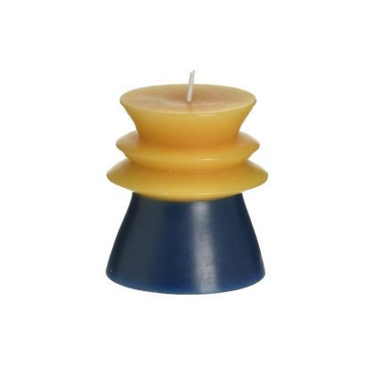 PARAFFIN CANDLE YELLOW/DARK BLUE Φ10Χ11