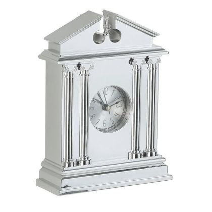 PL/GLASS TABLE CLOCK SILVER (SM) 15X6X20