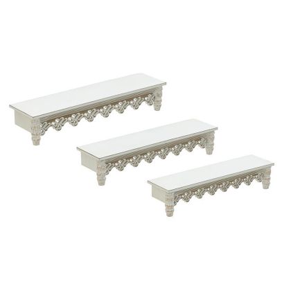 S/3 WOODEN WALL SHELF WHITE/BEIGE 60X15X11
