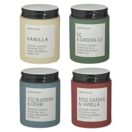 SCENTED PARAFFIN CANDLE IN GLASS JAR WITH LID 4 SCENTS 125gr Φ6X8