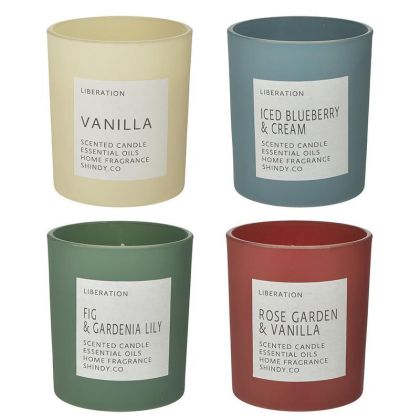 SCENTED PARAFFIN CANDLE IN GLASS JAR WITH LID 4 SCENTS 270gr Φ9X10