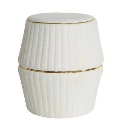 TEDDY FABRIC STOOL WHITE/GOLDEN Φ50Χ56