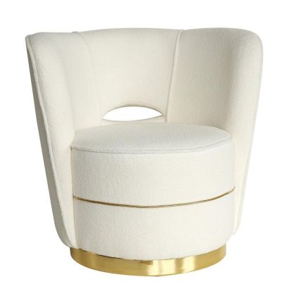 TEDDYM FABRIC/METAL ARMCHAIR WHITE/GOLDEN 88X79X75