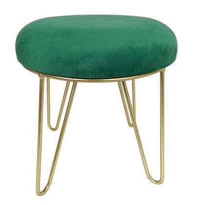 VELVET/METAL STOOL GREEN/GOLDEN Φ35Χ35