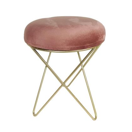 VELVET/METAL STOOL PINK/GOLDEN Φ35Χ45