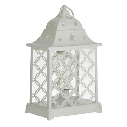 WOODEN LED LANTERN WHITE 11X18X29