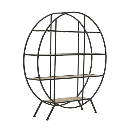 WOODEN/METAL SHELF NATURAL/BLACK 120X28X130