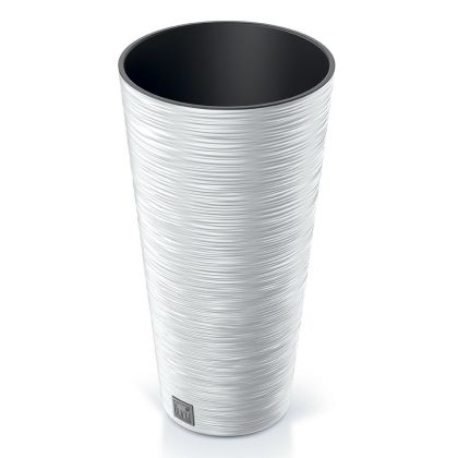 Бяла пластмасова кашпа furu slim d 30χ58 см