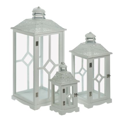 Декоративни бели фенери сет 3бр 31X31X75