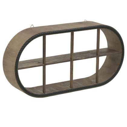 Дървена стенна етажерка цвят черен/кафяв 79X16X40