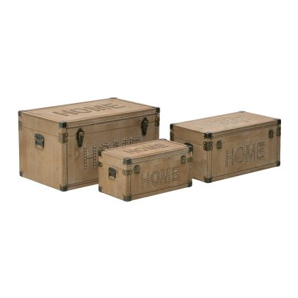Дървени сандъци сет 3бр HOME 59X36X32