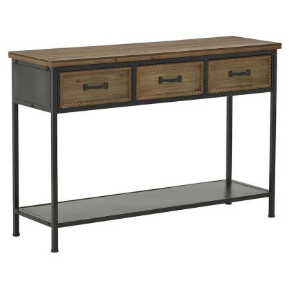 Конзола метал/дърво цвят черен/натурален 120X37X80
