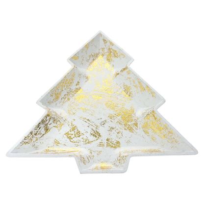  WHITE GOLD MDF CHRISTMAS TREE TRAY 30Χ27Χ3CM